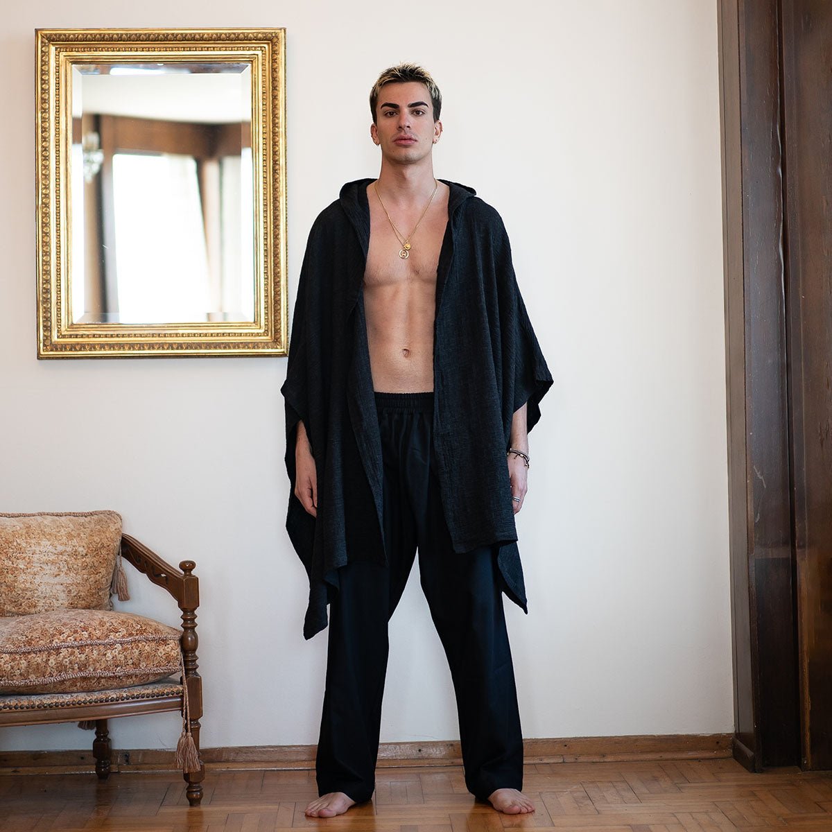 AKSEL Oversize Men Kimono - Dark Grey - sabbia