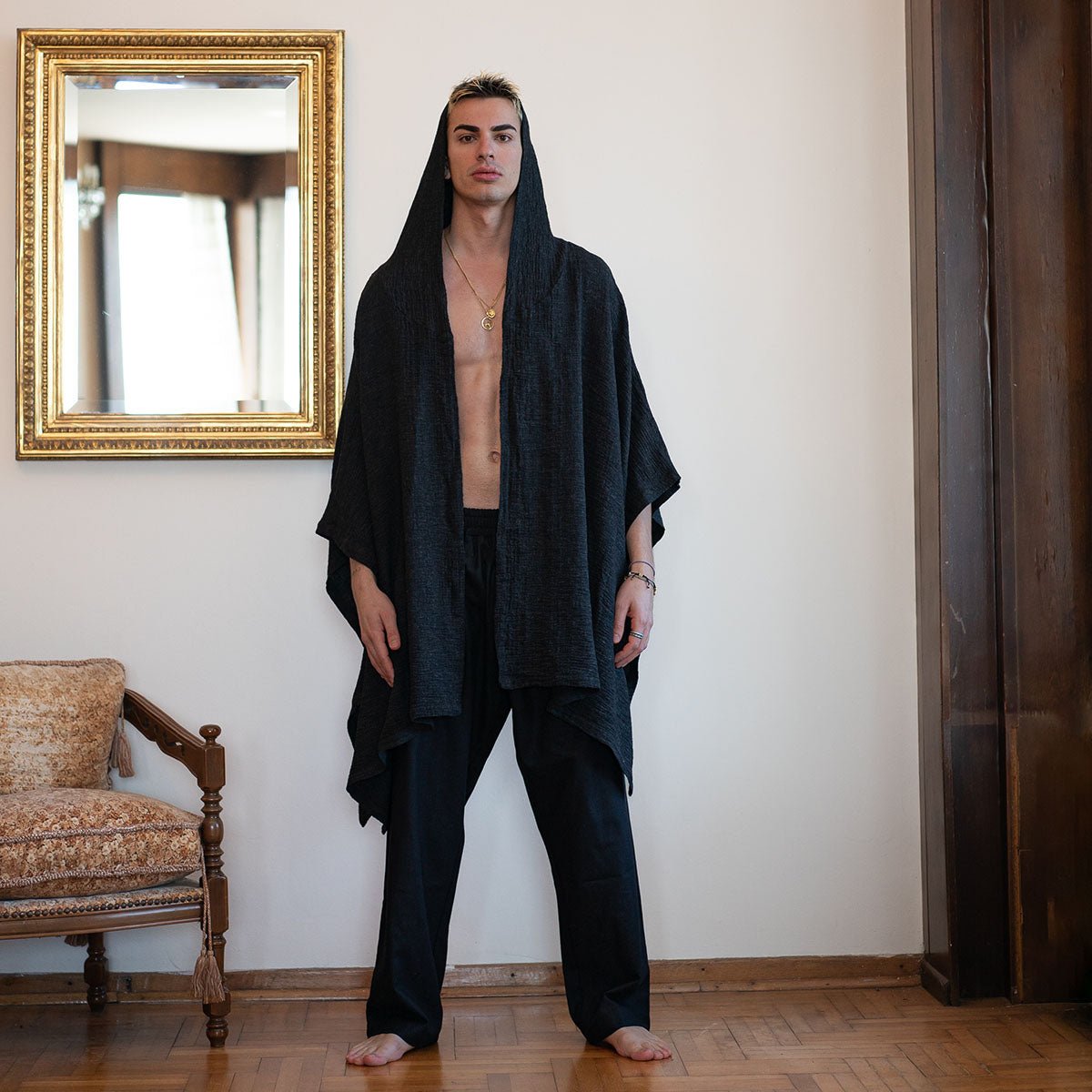 AKSEL Oversize Men Kimono - Dark Grey - sabbia