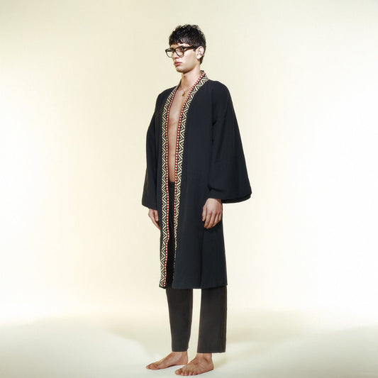 ALORA Oversize Men Kimono - Black - Kimono - sabbia