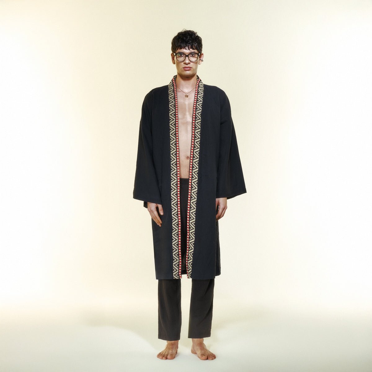 ALORA Oversize Men Kimono - Black - Kimono - sabbia