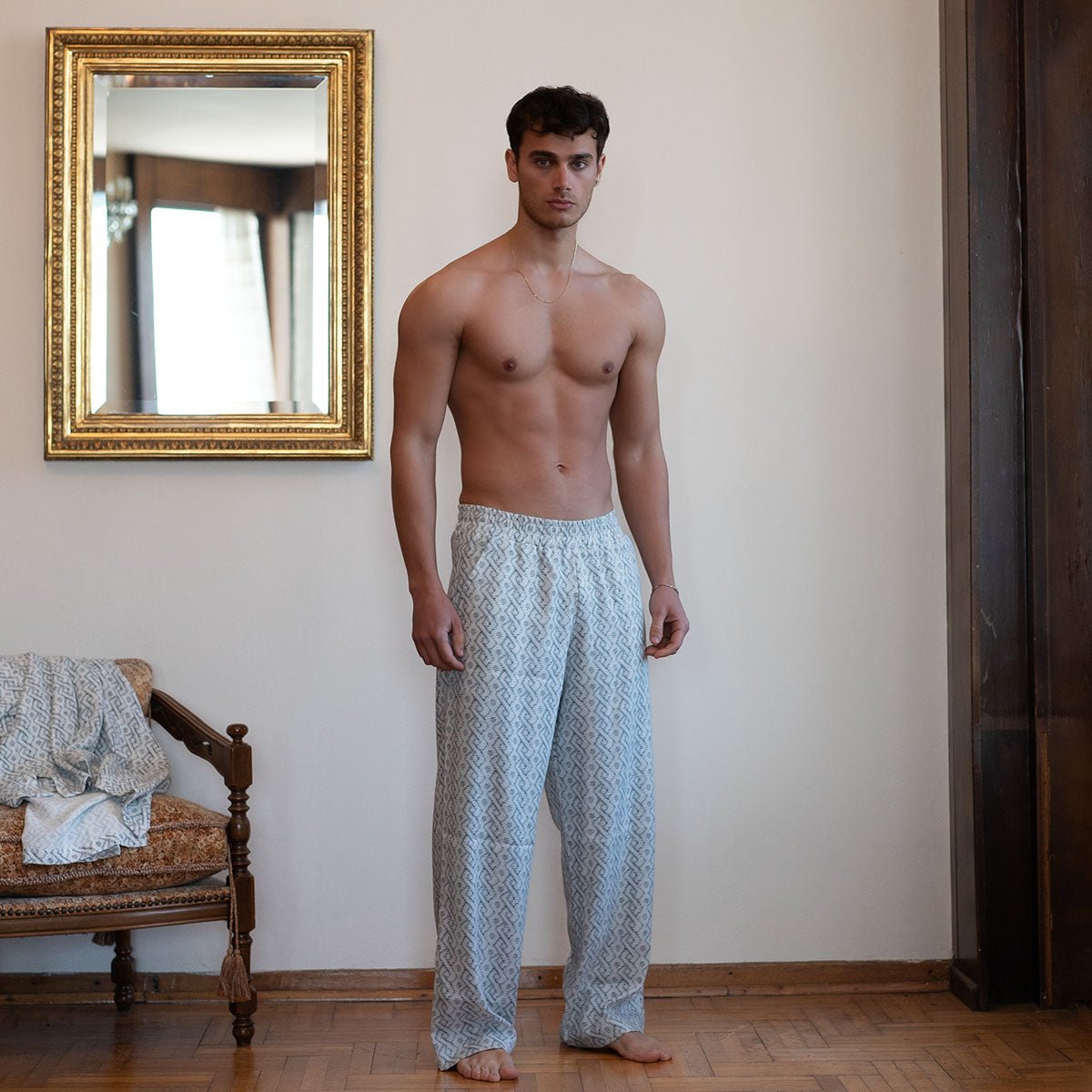 ANGERONA Men Pants - White/Black - sabbia