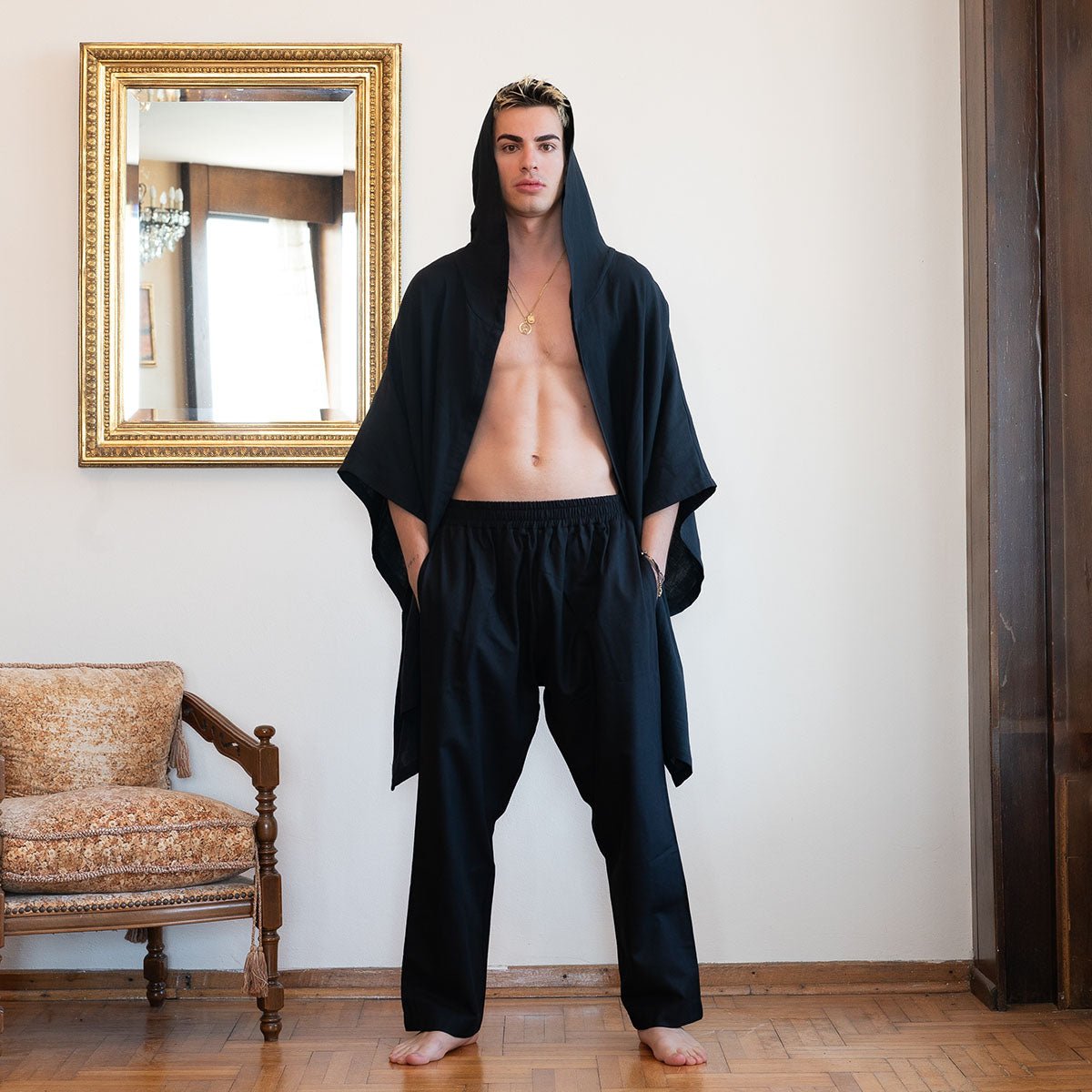 BENITO Oversize Men Kimono - Black - sabbia