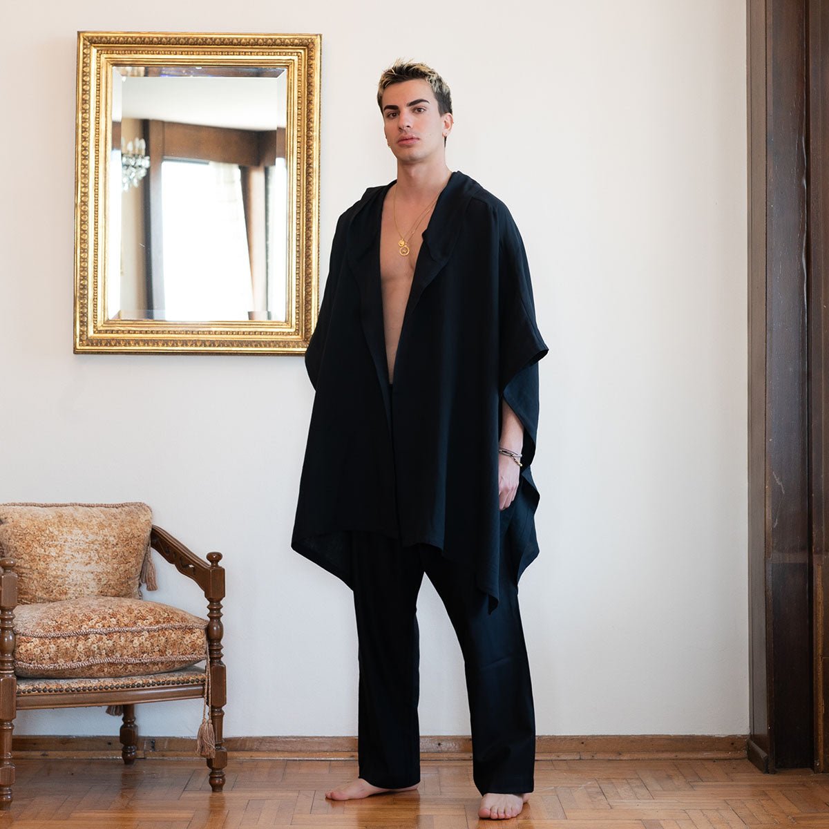 BENITO Oversize Men Kimono - Black - sabbia