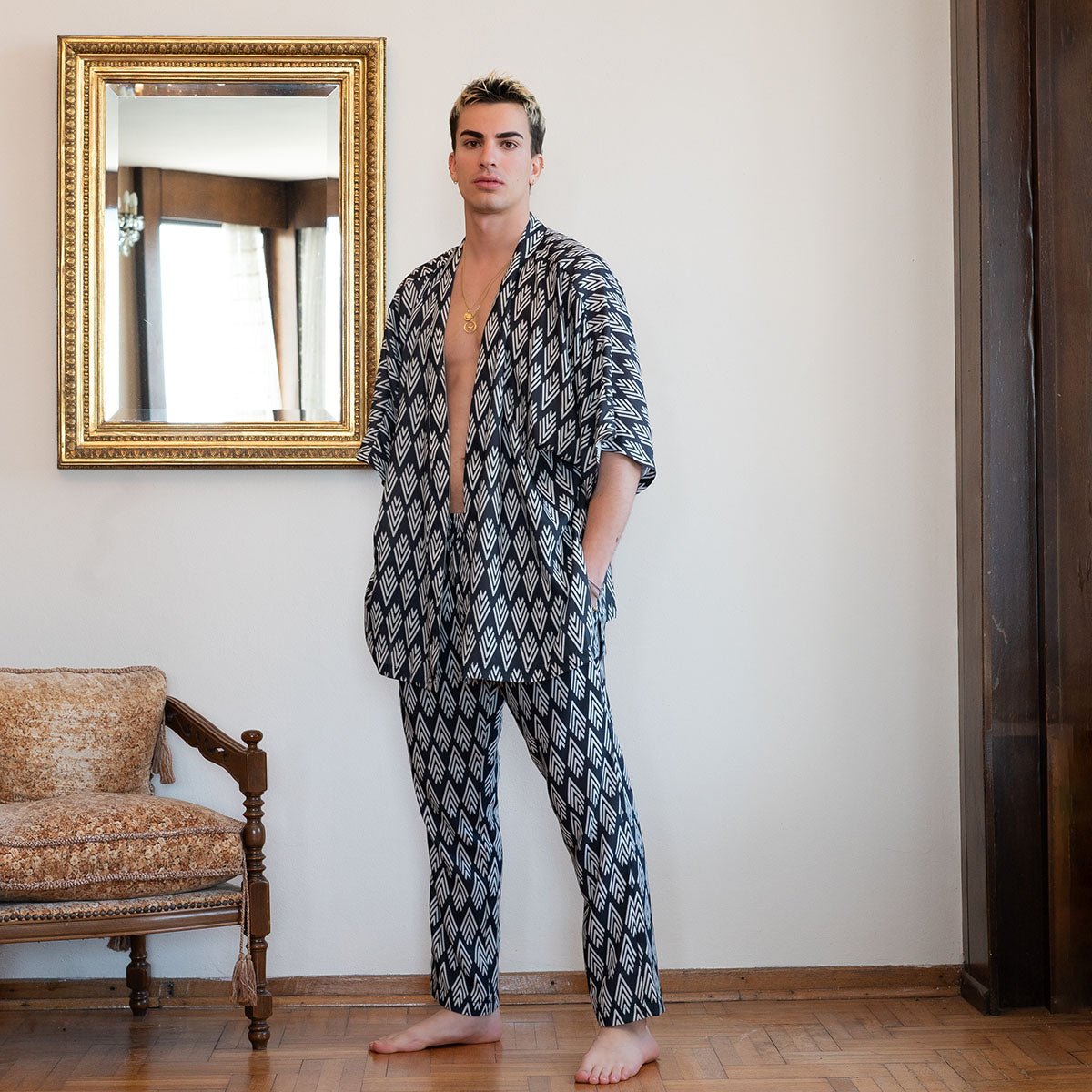 DEA DIA Men Pants - Black/White - sabbia