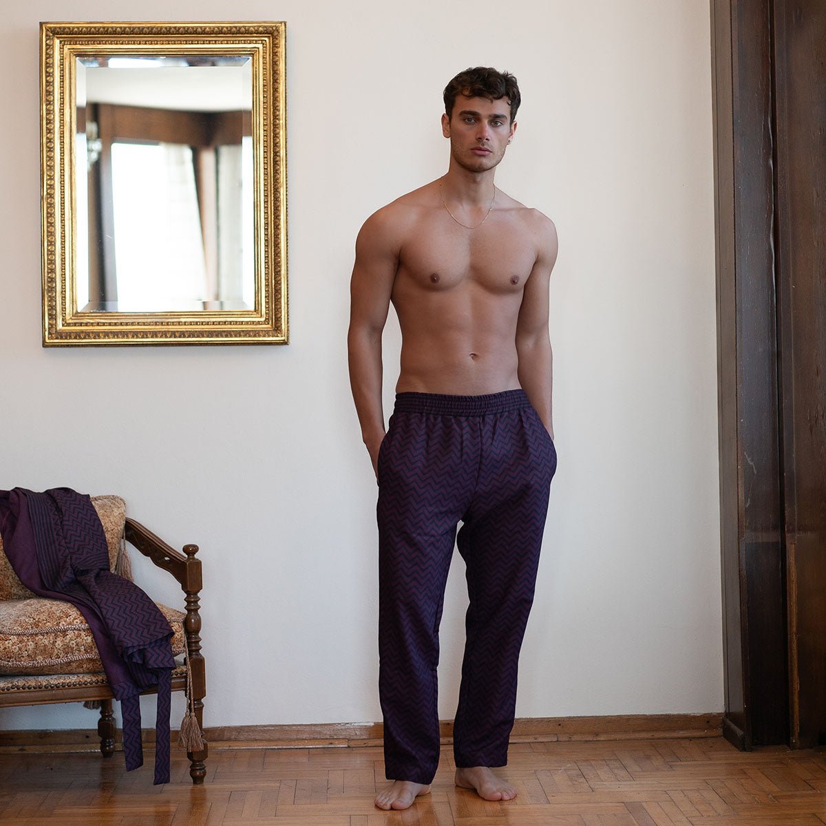 DEA DIA Men Pants - Burgundy/Black - sabbia