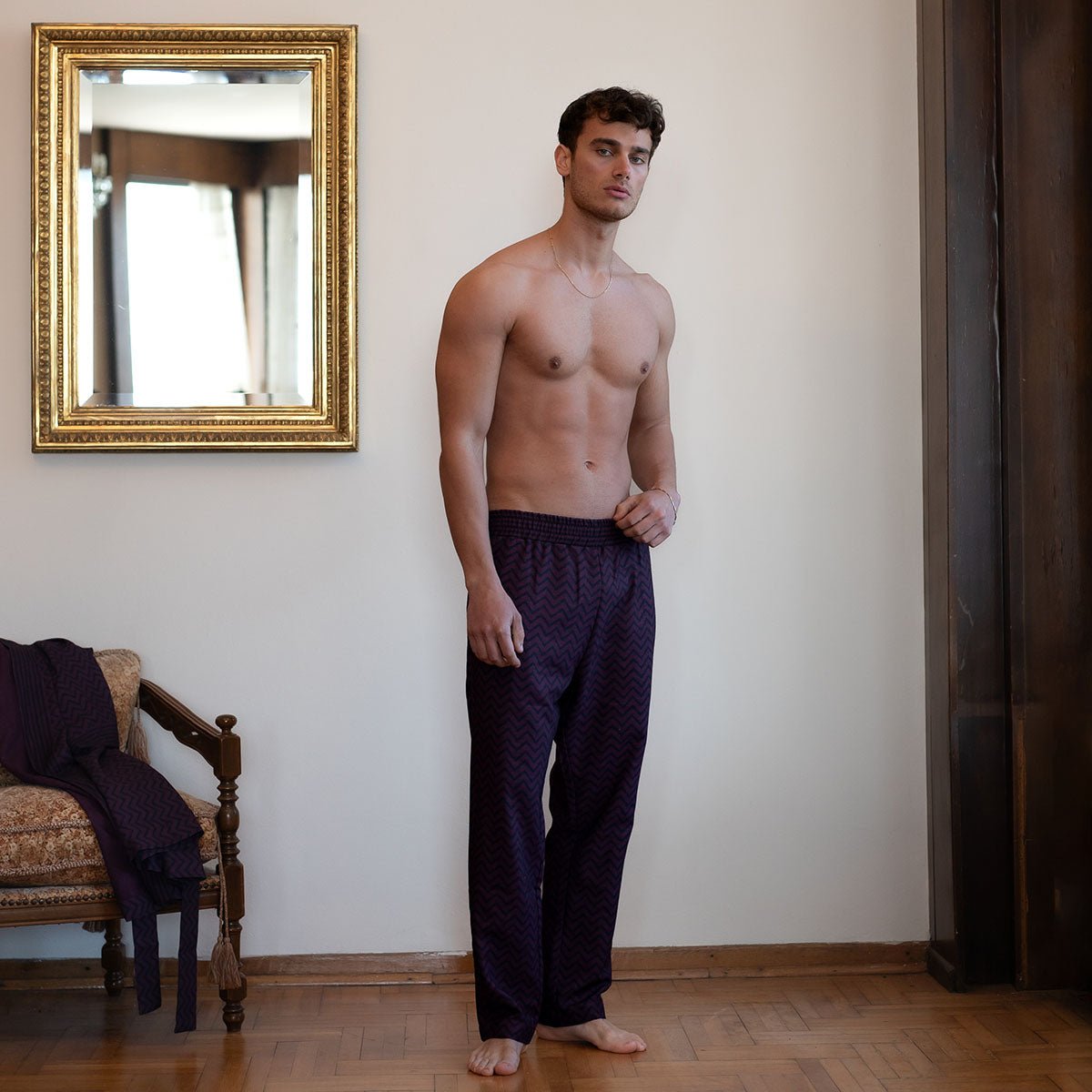DEA DIA Men Pants - Burgundy/Black - sabbia
