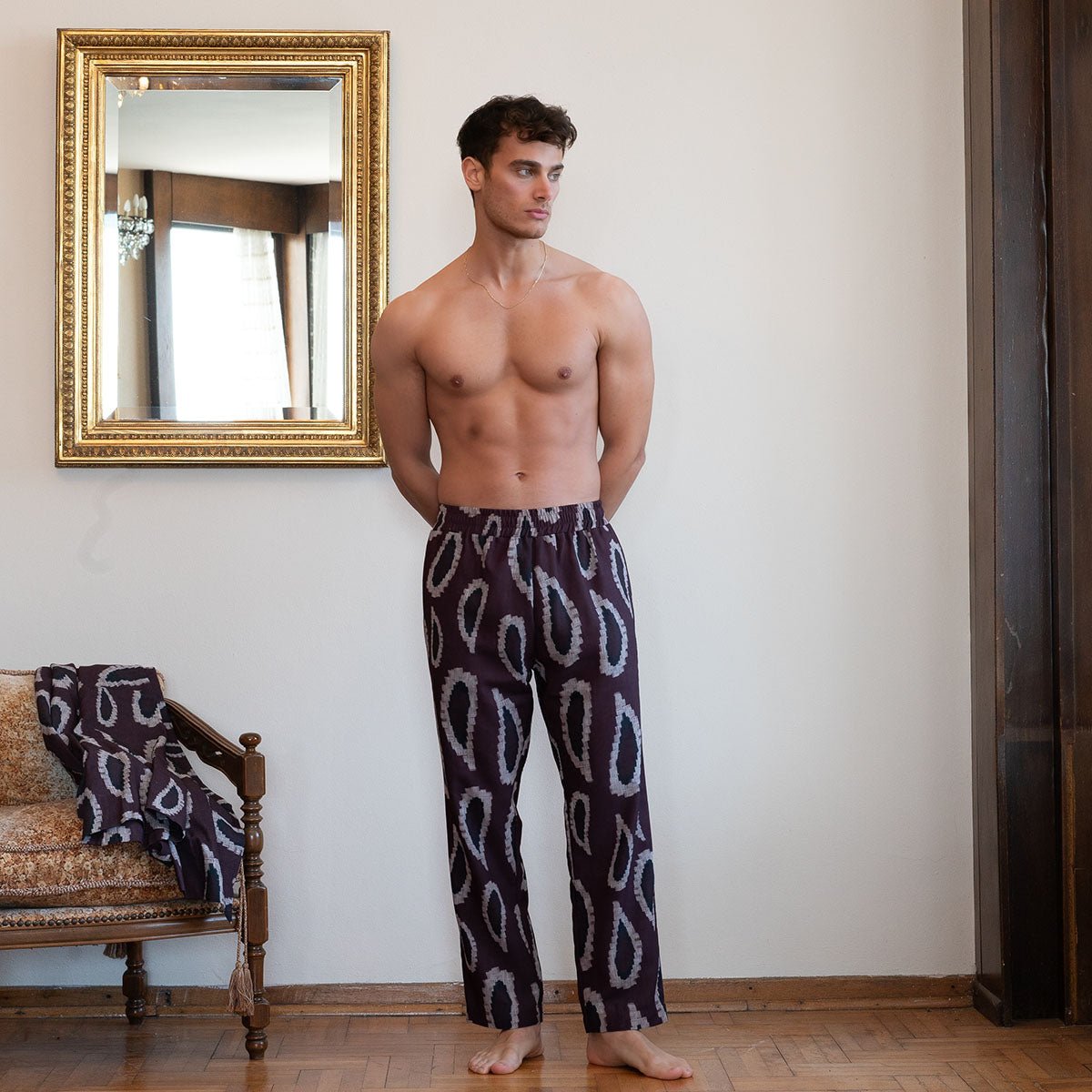 DEA DIA Men Pants - Burgundy/Cream - sabbia