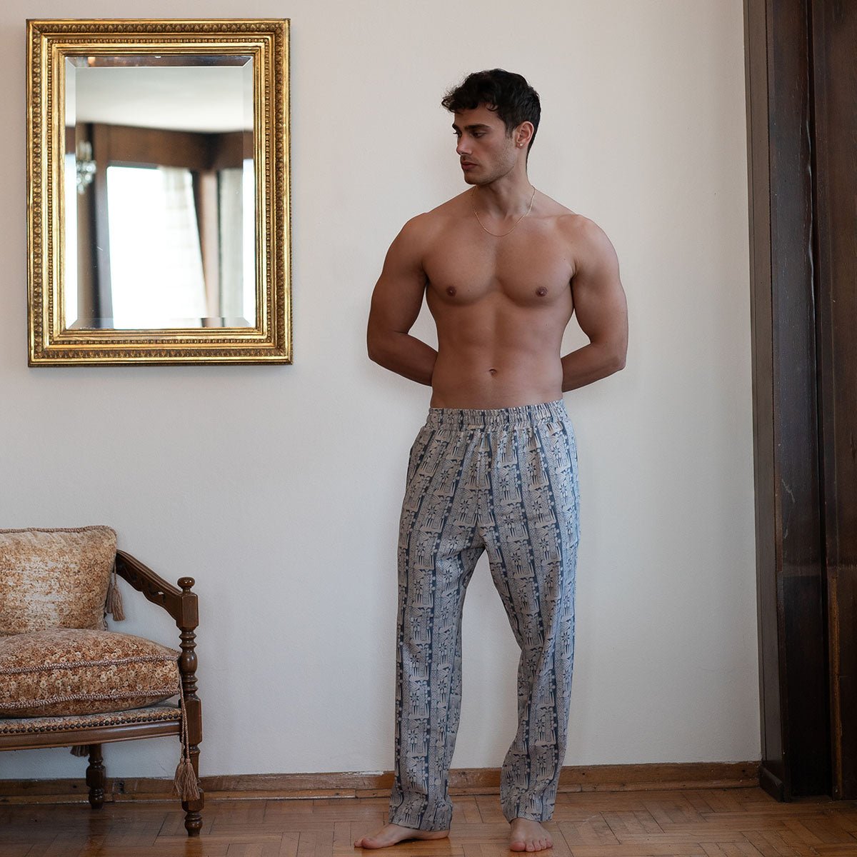 DEA DIA Men Pants - Dark Blue/Cream - sabbia