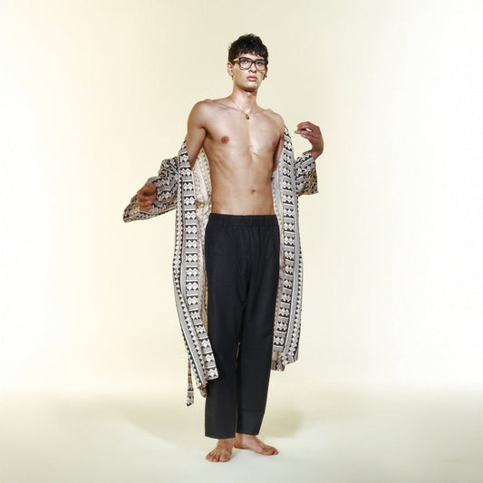 GRIDIA Men Kimono - Black/Cream - Kimono - sabbia