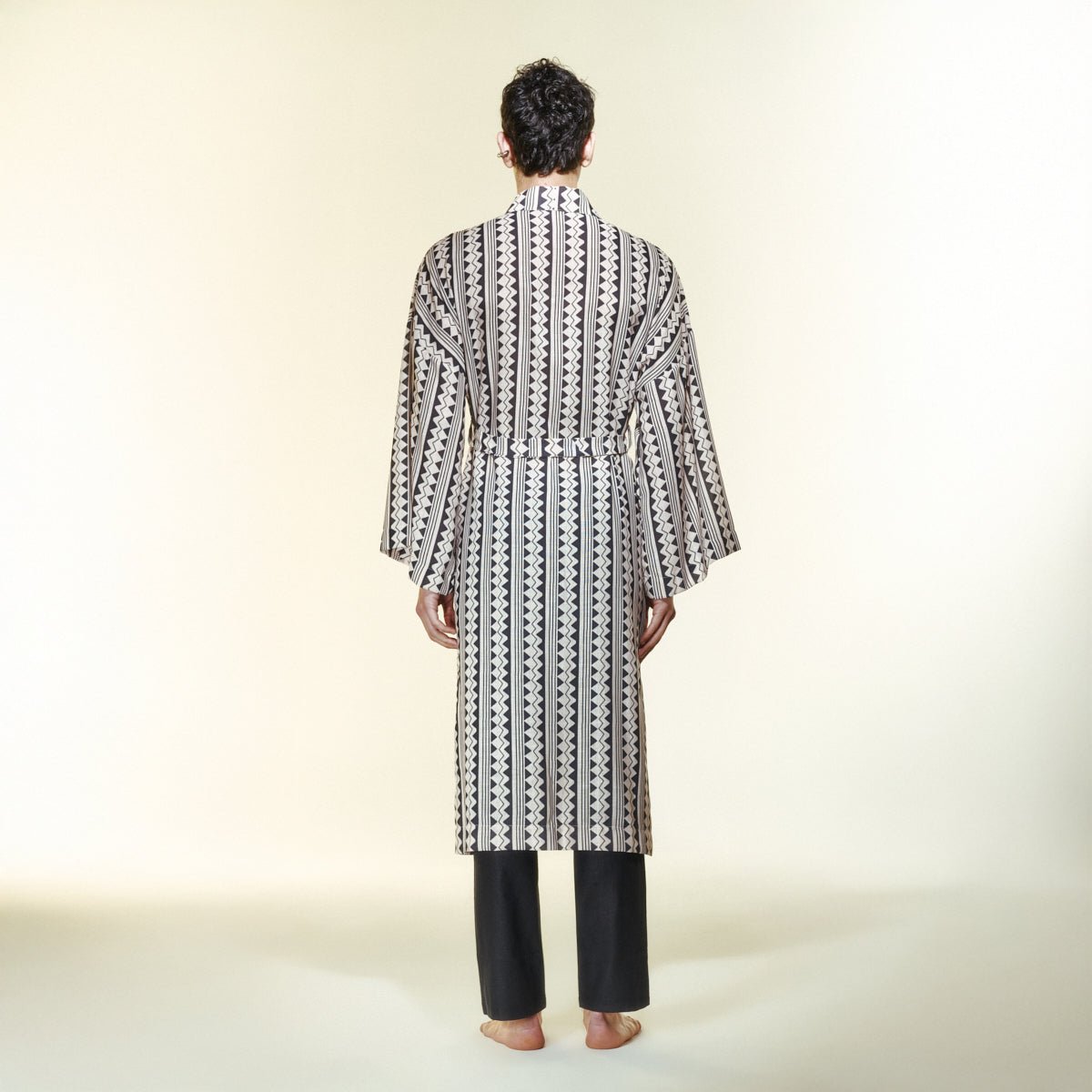 GRIDIA Men Kimono - Black/Cream - Kimono - sabbia