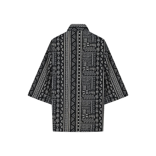 HERAKLES Oversize Men Kimono - Black/Dirty White - sabbia