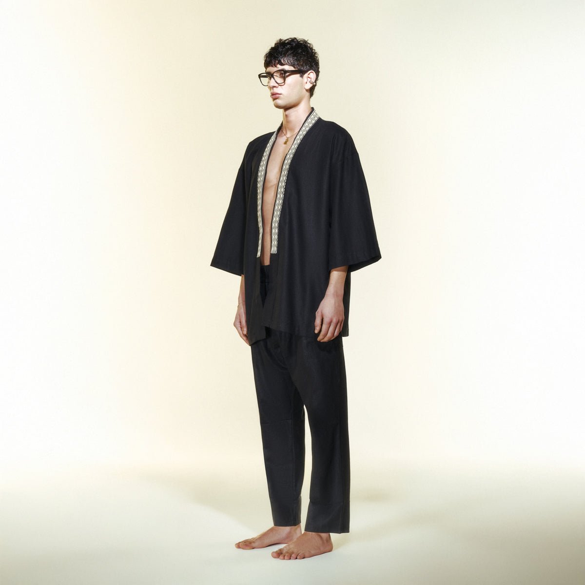 HESPERUS Oversize Men Kimono - Black - Kimono - sabbia