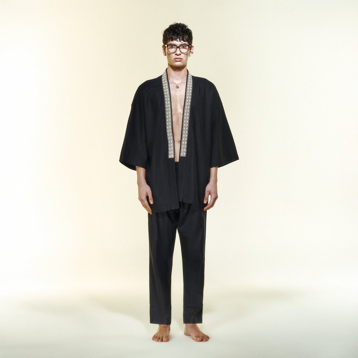 HESPERUS Oversize Men Kimono - Black - Kimono - sabbia