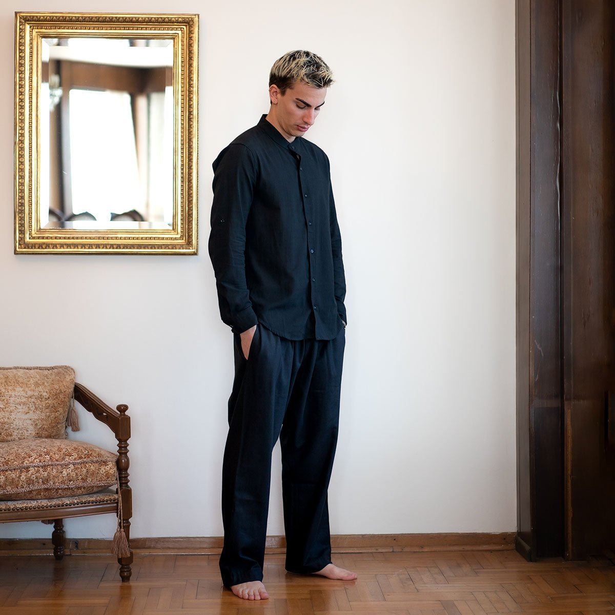 LIBER Oversize Men Shirt - Black - sabbia