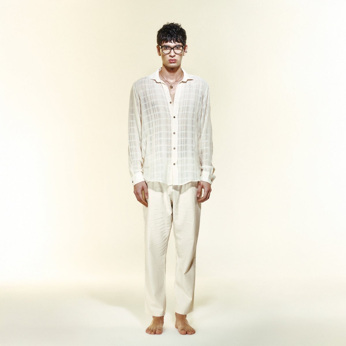 MIHOS - IVORY Men Shirt - Ivory - Gömlek - sabbia