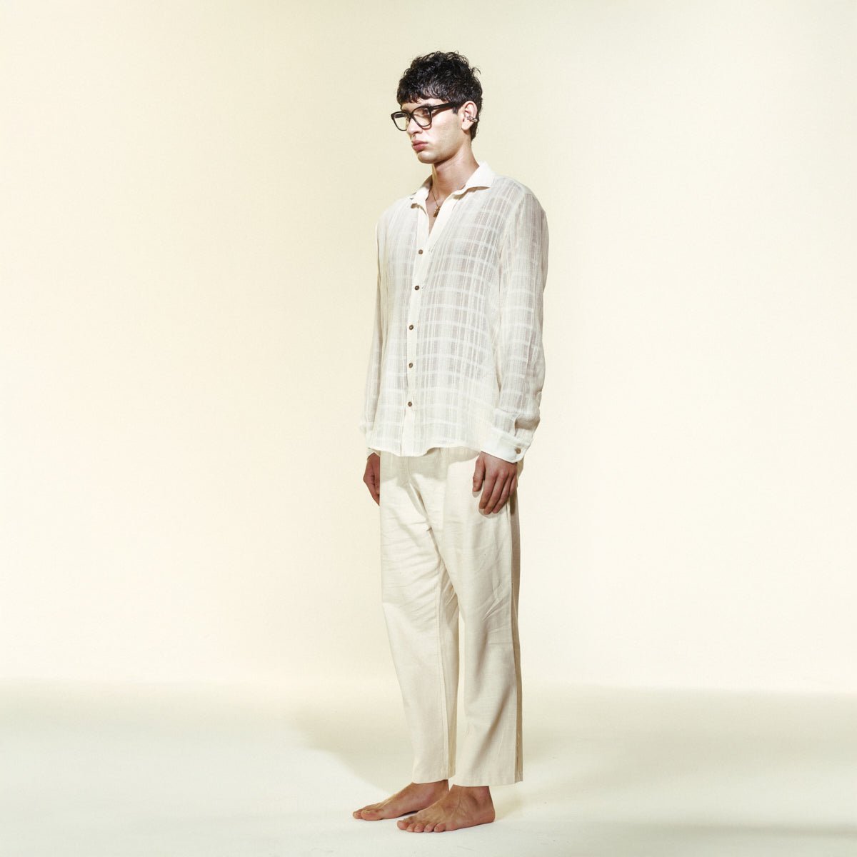 MIHOS - IVORY Men Shirt - Ivory - Gömlek - sabbia