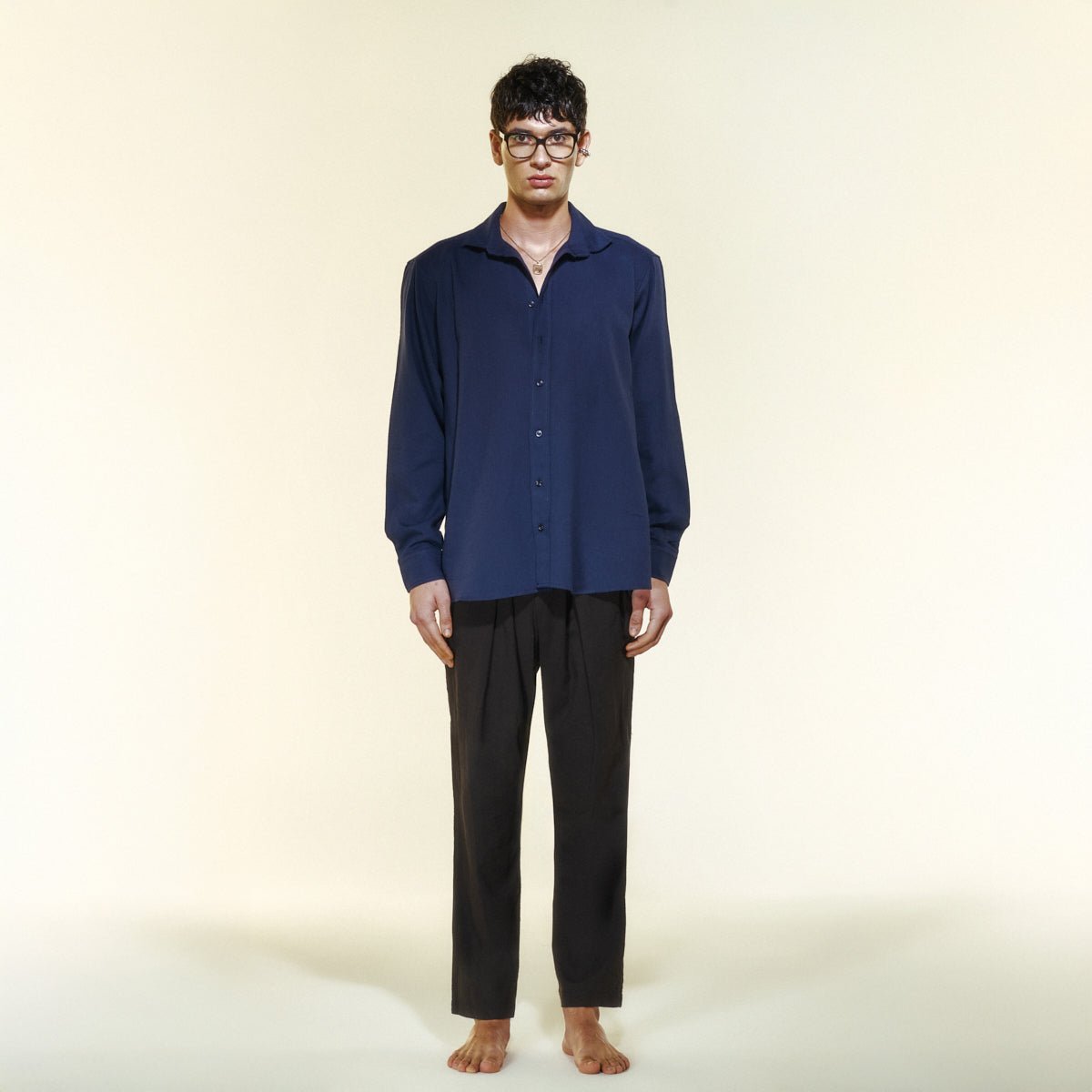 MIHOS Oversize Men Shirt - Dark Blue - Gömlek - sabbia