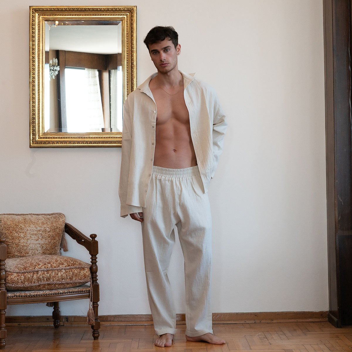 MIHOS Oversize Men Shirt - Ecru - sabbia