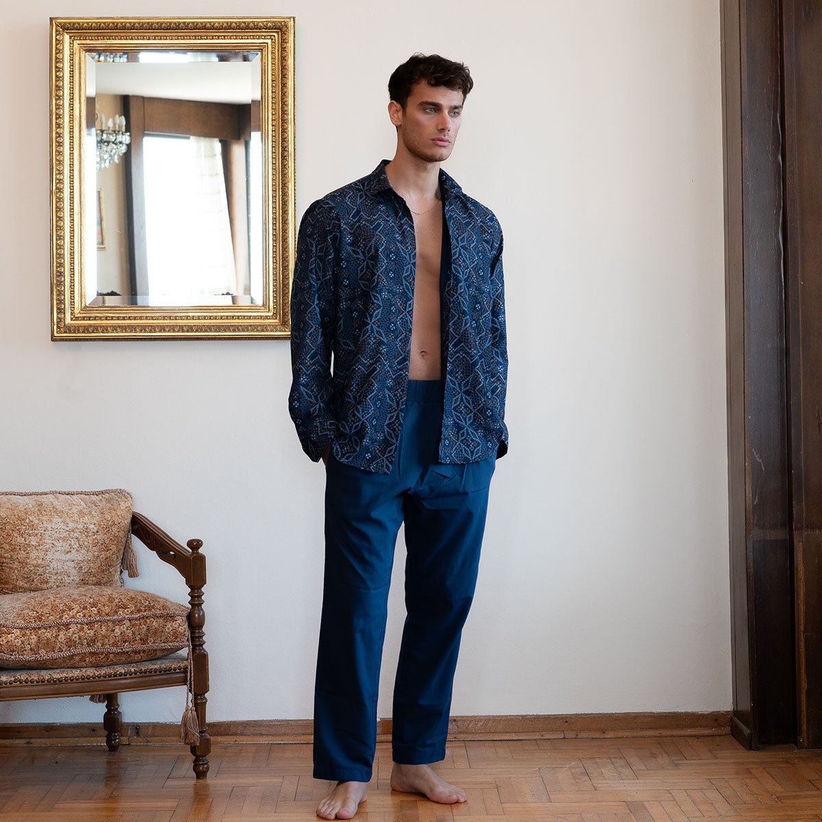 MIHOS Oversize Men Shirt - Multi - sabbia