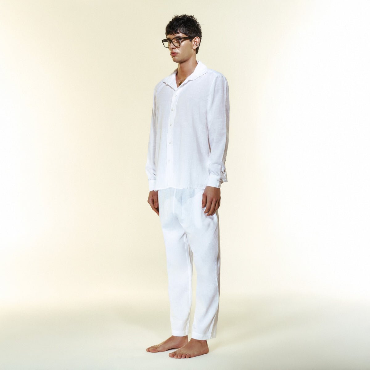 MIHOS Oversize Men Shirt - White - Gömlek - sabbia
