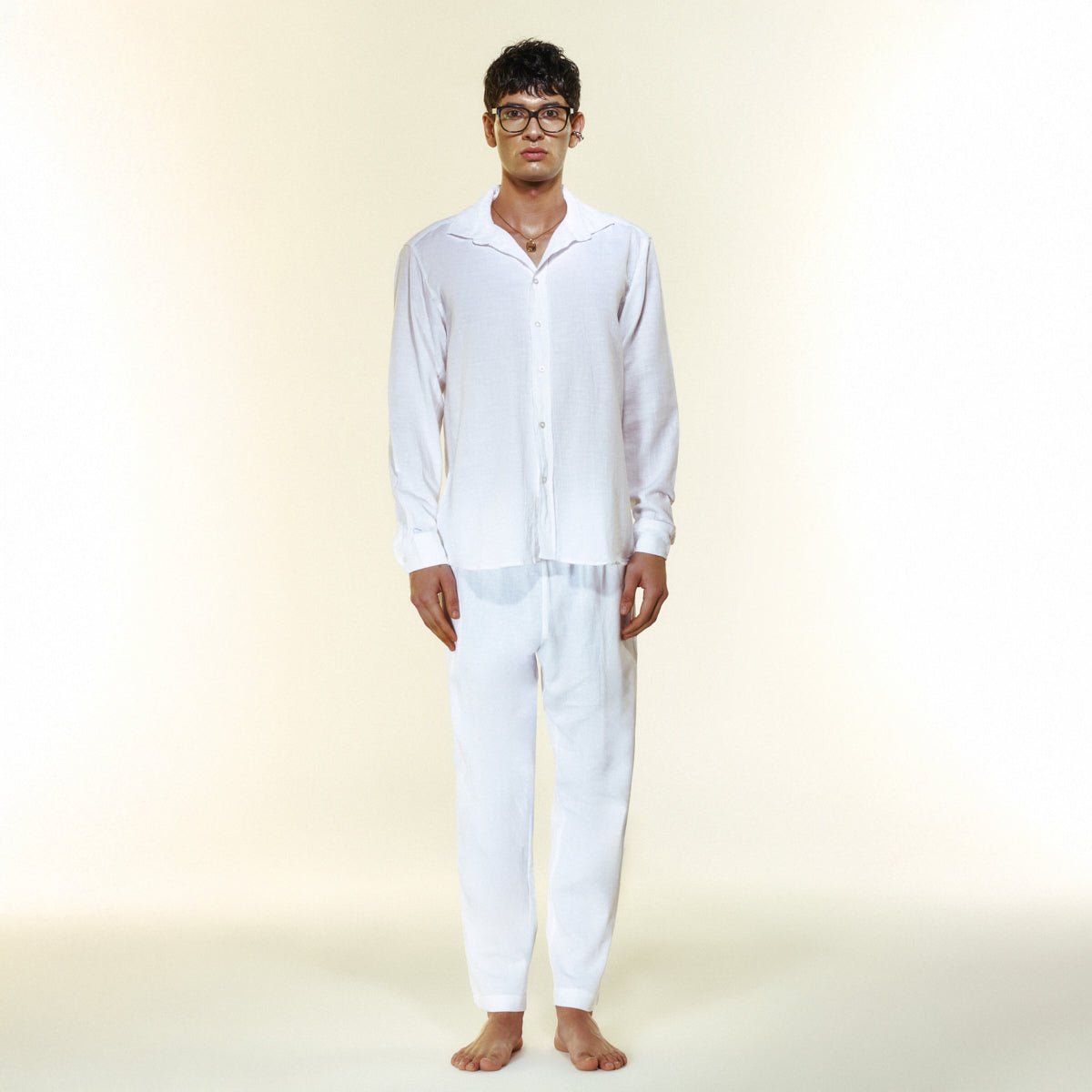 MIHOS Oversize Men Shirt - White - Gömlek - sabbia