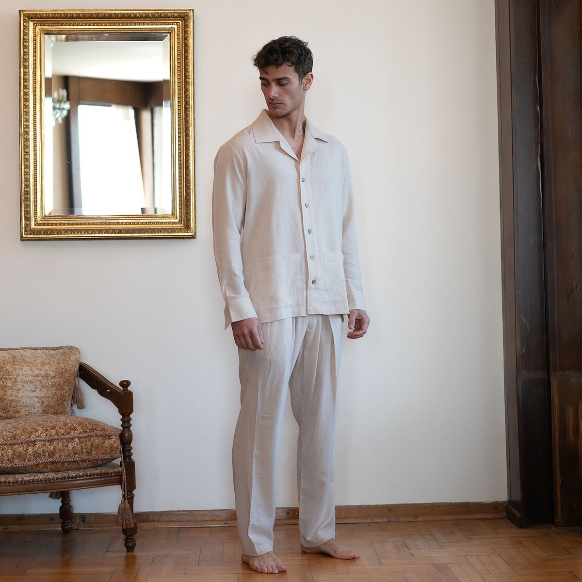 MINERVA Oversize Men Shirt - Cream - sabbia