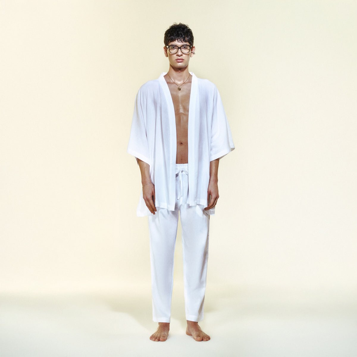 NIMBUS Men Kimono - White - Kimono - sabbia