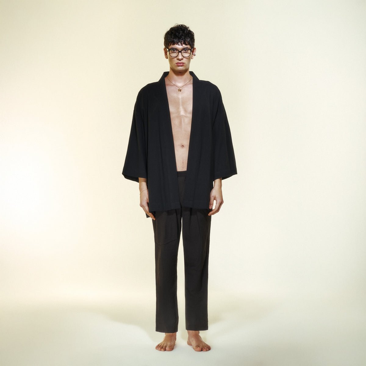 ONYX Men Kimono - Black - Kimono - sabbia