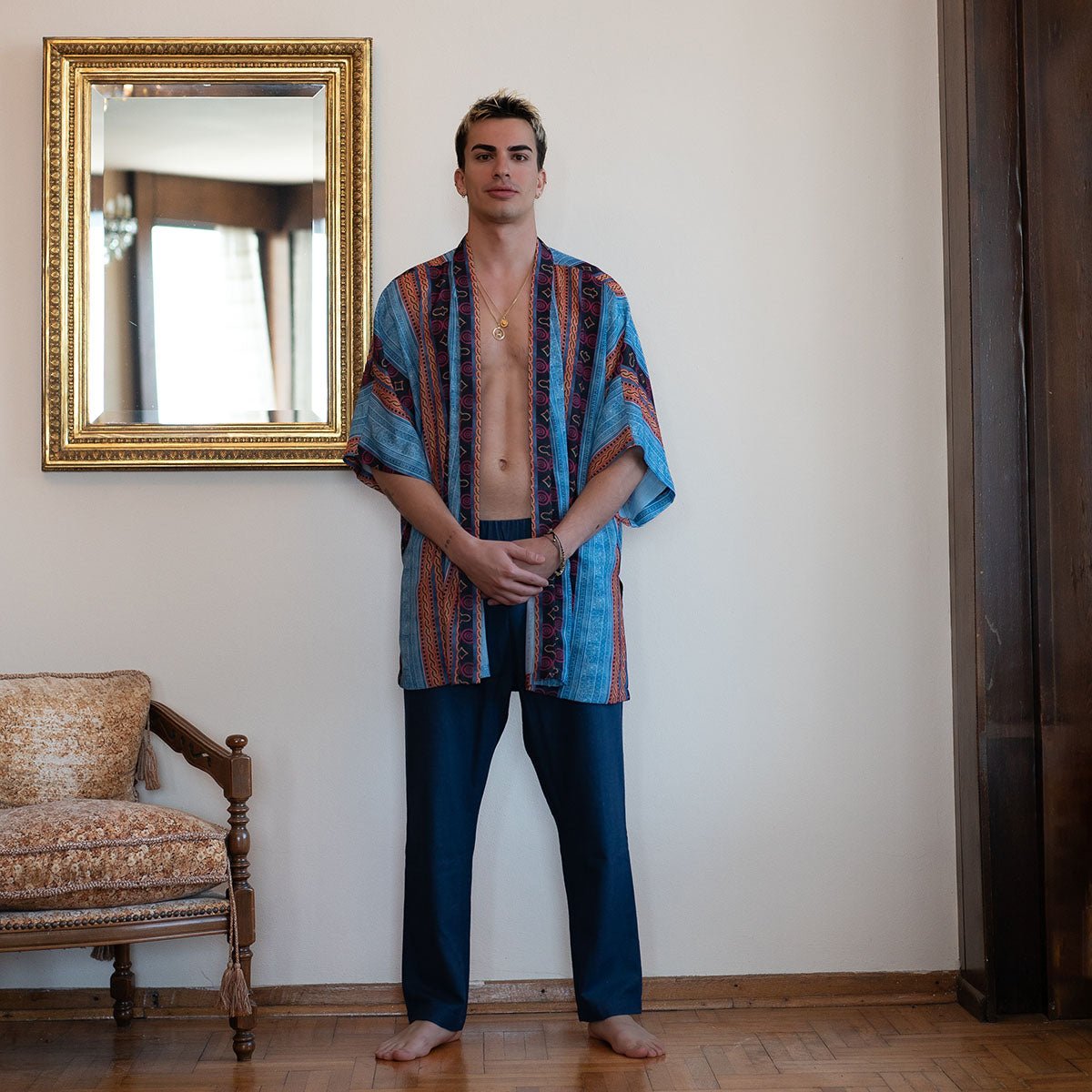 POSEIDON Oversize Men Kimono - Multi - sabbia