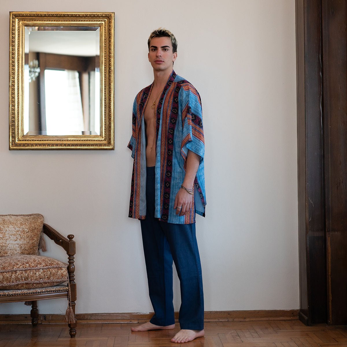 POSEIDON Oversize Men Kimono - Multi - sabbia