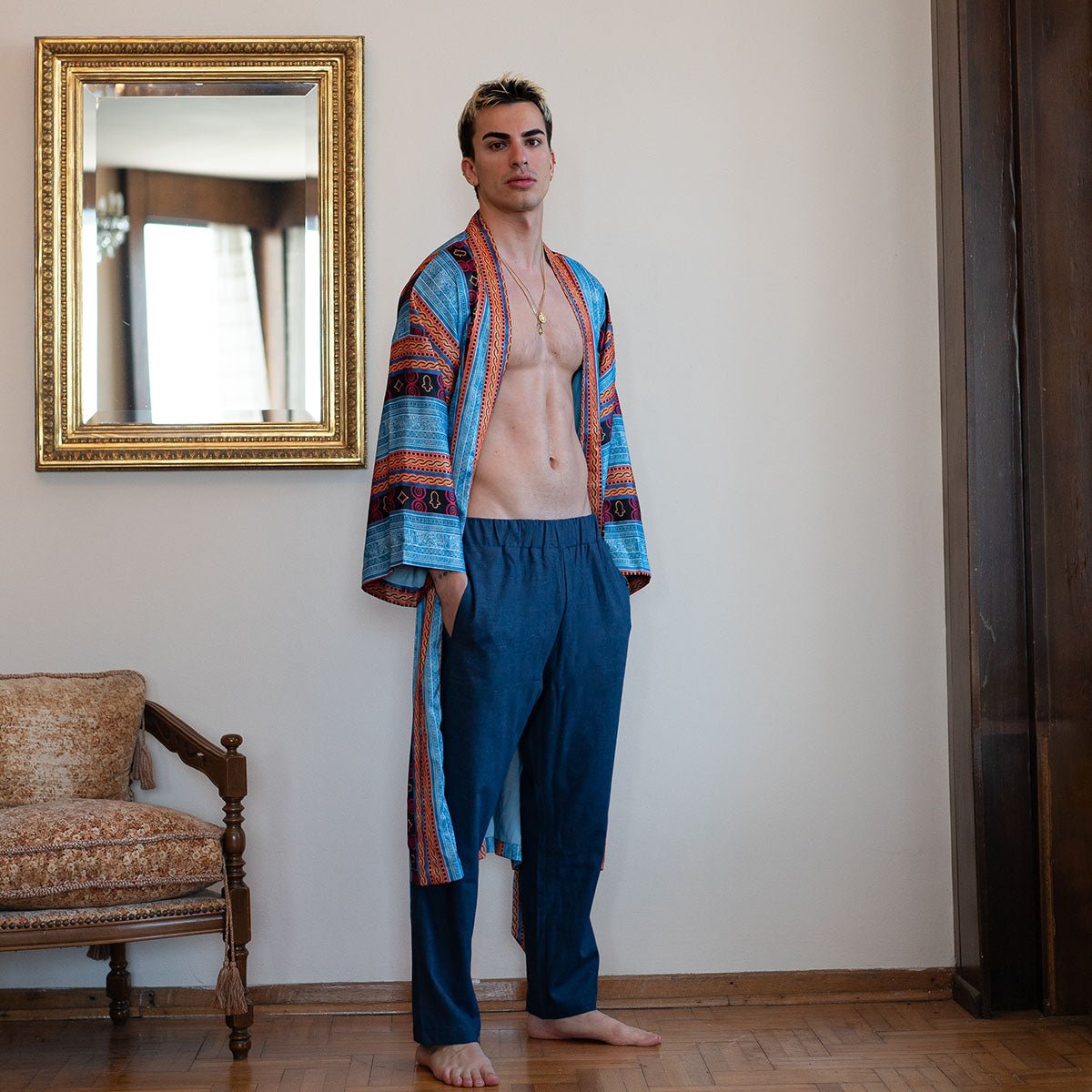 POSEIDON Oversize Men Kimono - Multi - sabbia