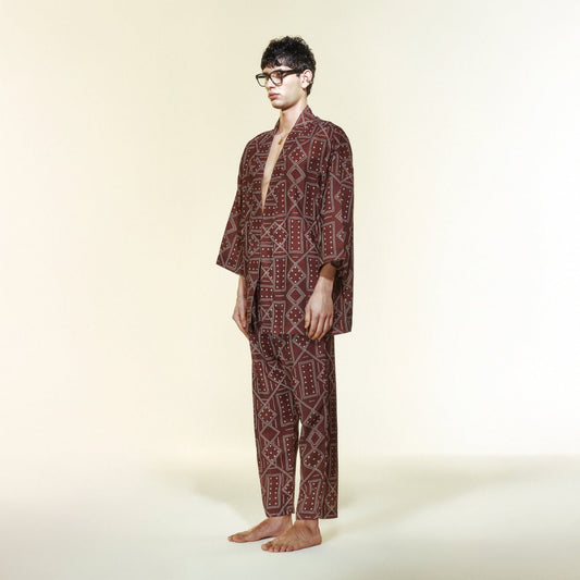 SIENNA Men Kimono - Brown/Cream - Kimono - sabbia