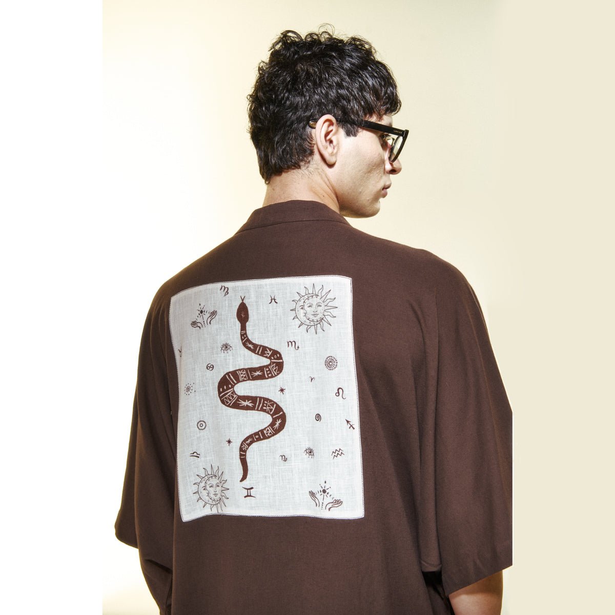TERRA Men Kimono - Brown/Cream - Kimono - sabbia
