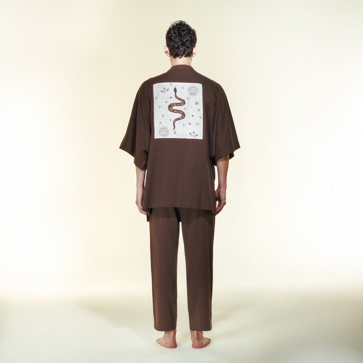 TERRA Men Kimono - Brown/Cream - Kimono - sabbia