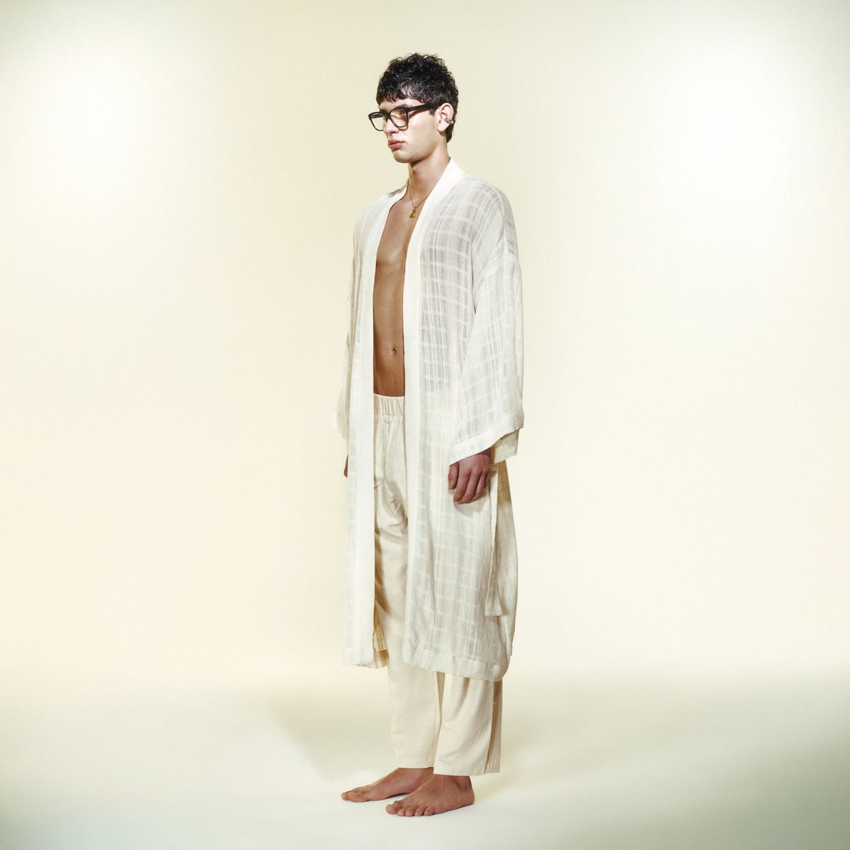VELORA Men Kimono - Cream - Kimono - sabbia