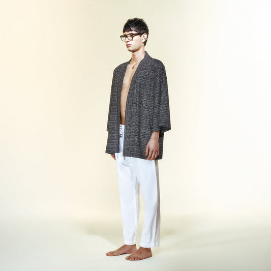 VORTEX Men Kimono - Black/White - Kimono - sabbia