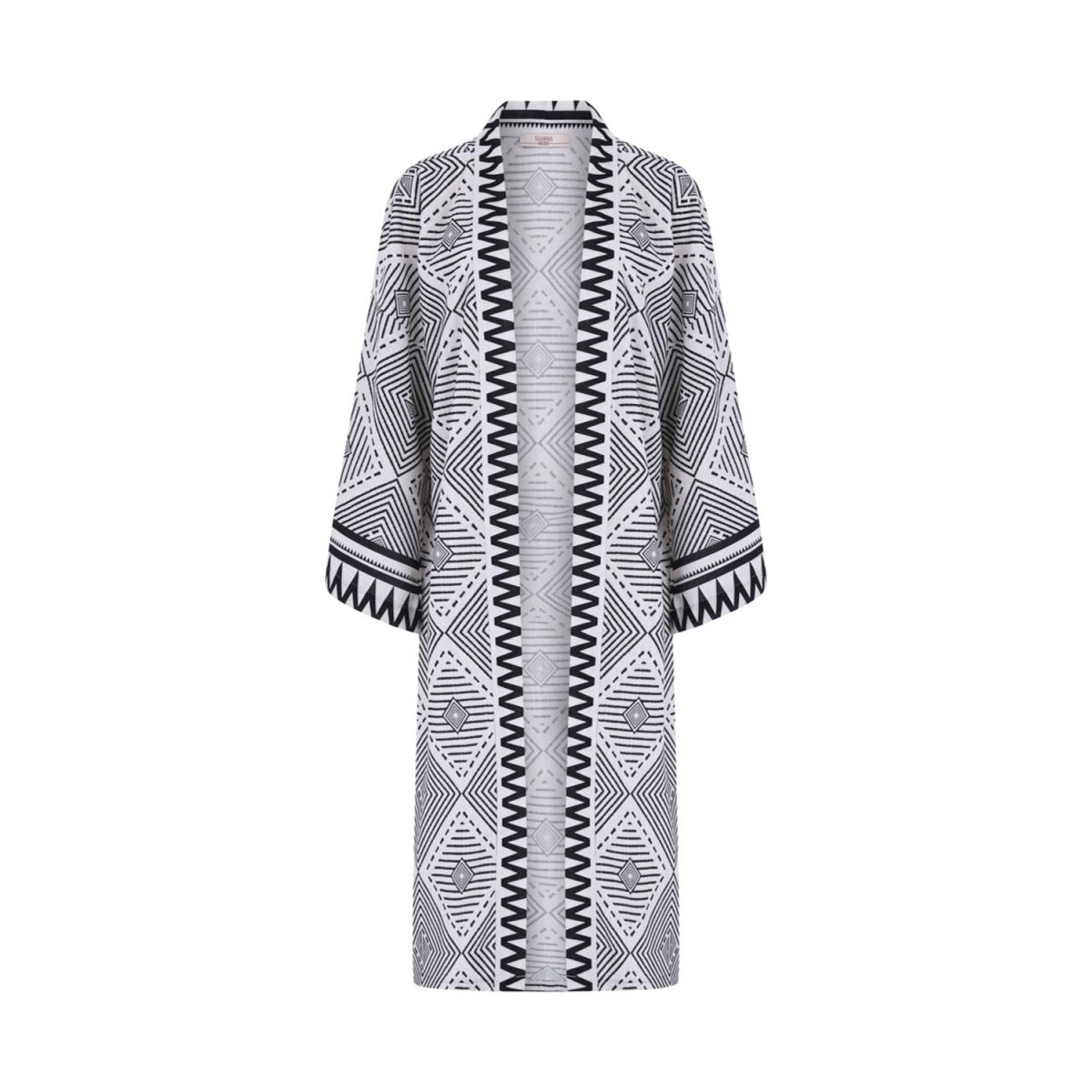 ARES Oversize Men Kimono - Black/White - Silk - sabbia