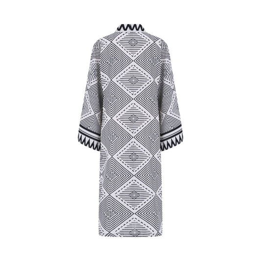 ARES Oversize Men Kimono - Black/White - Silk - sabbia