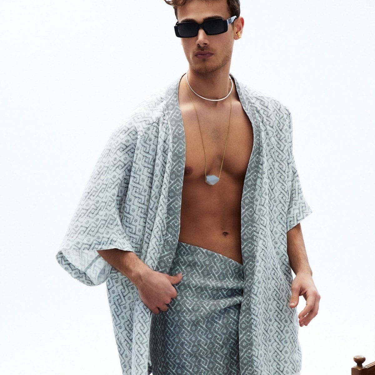 ATI Oversize Men Kimono - Grey/White - sabbia