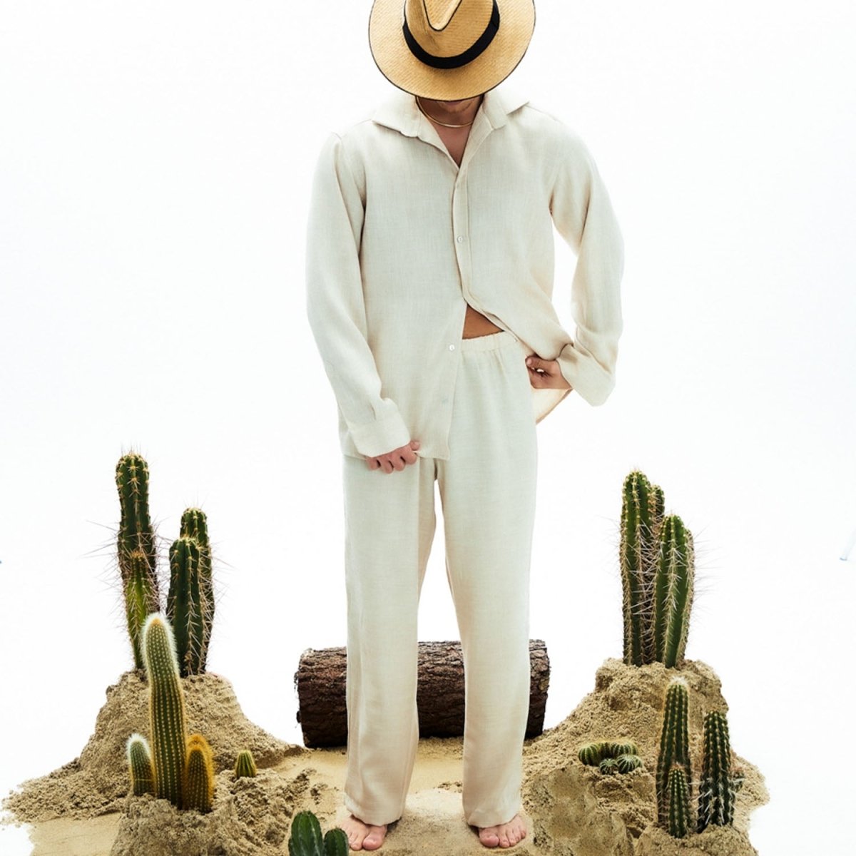 CARNA Oversize Men Pants - Cream - sabbia