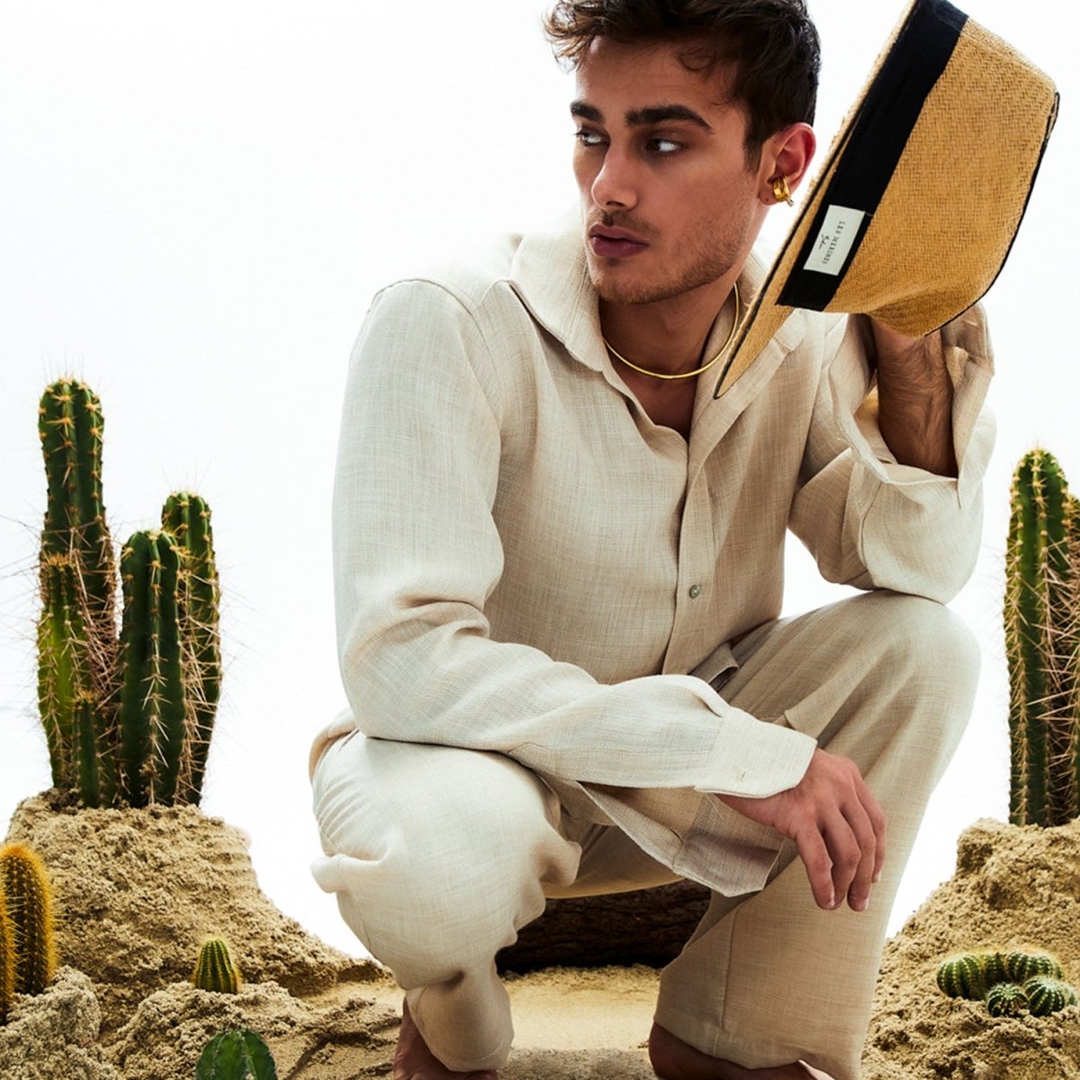 CARNA Oversize Men Pants - Cream - sabbia