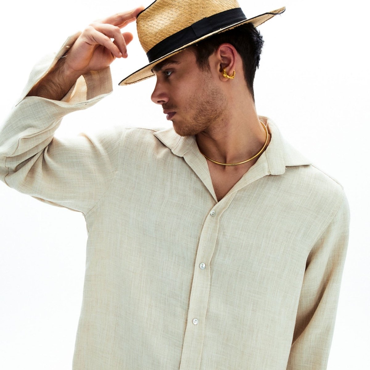 CARNA Oversize Men Shirt - Cream - sabbia