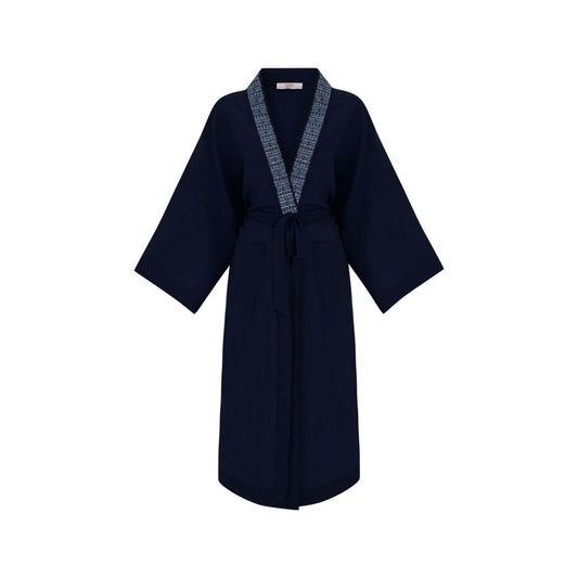 CELINE Oversize Men Kimono - Navy Blue - Silk - sabbia