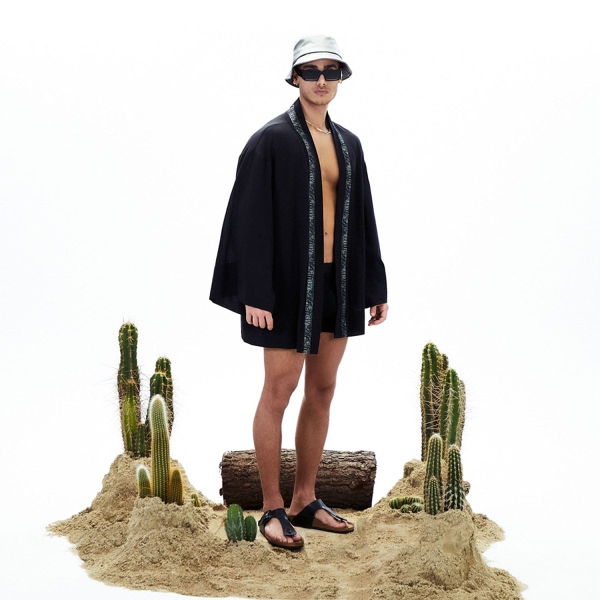ERB Oversize Men Kimono - Black - sabbia