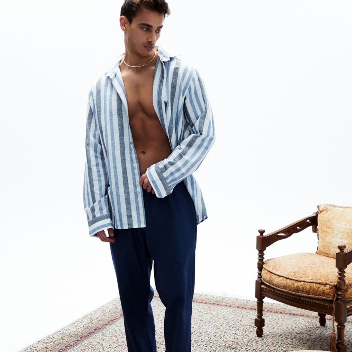 FAUNA Oversize Men Shirt - Multi - sabbia