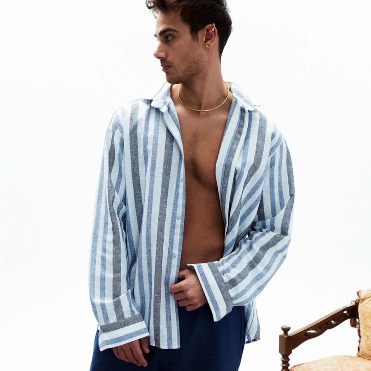 FAUNA Oversize Men Shirt - Multi - sabbia