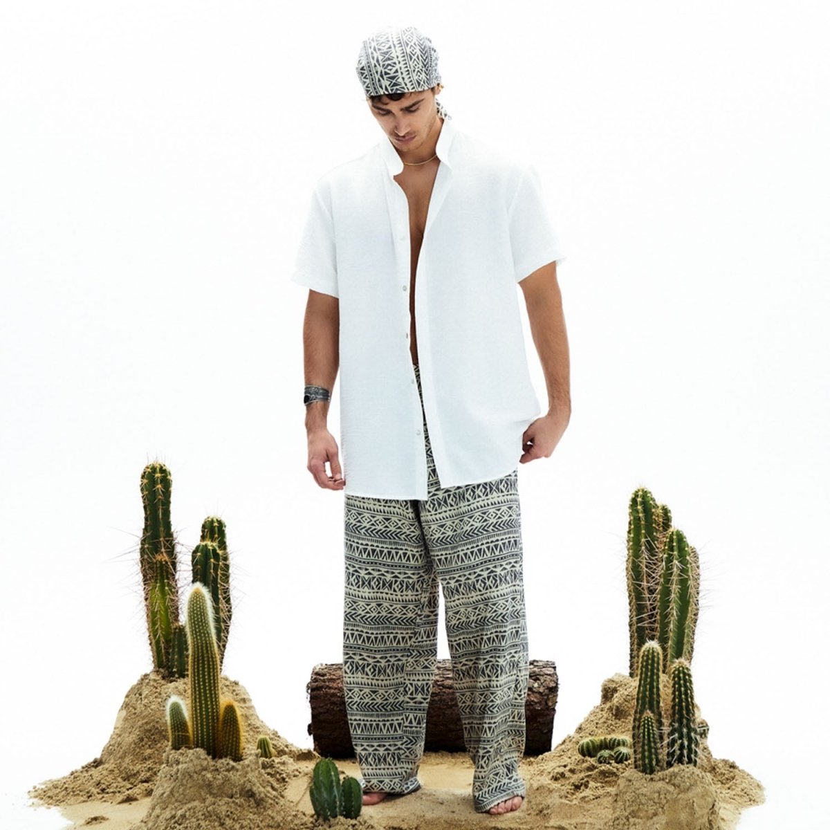 HONOS Oversize Men Shirt - White - sabbia