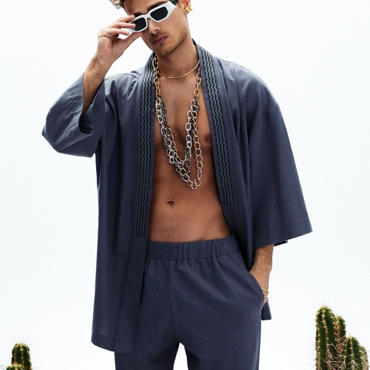 LUNA Oversize Men Kimono - Dark Grey - sabbia