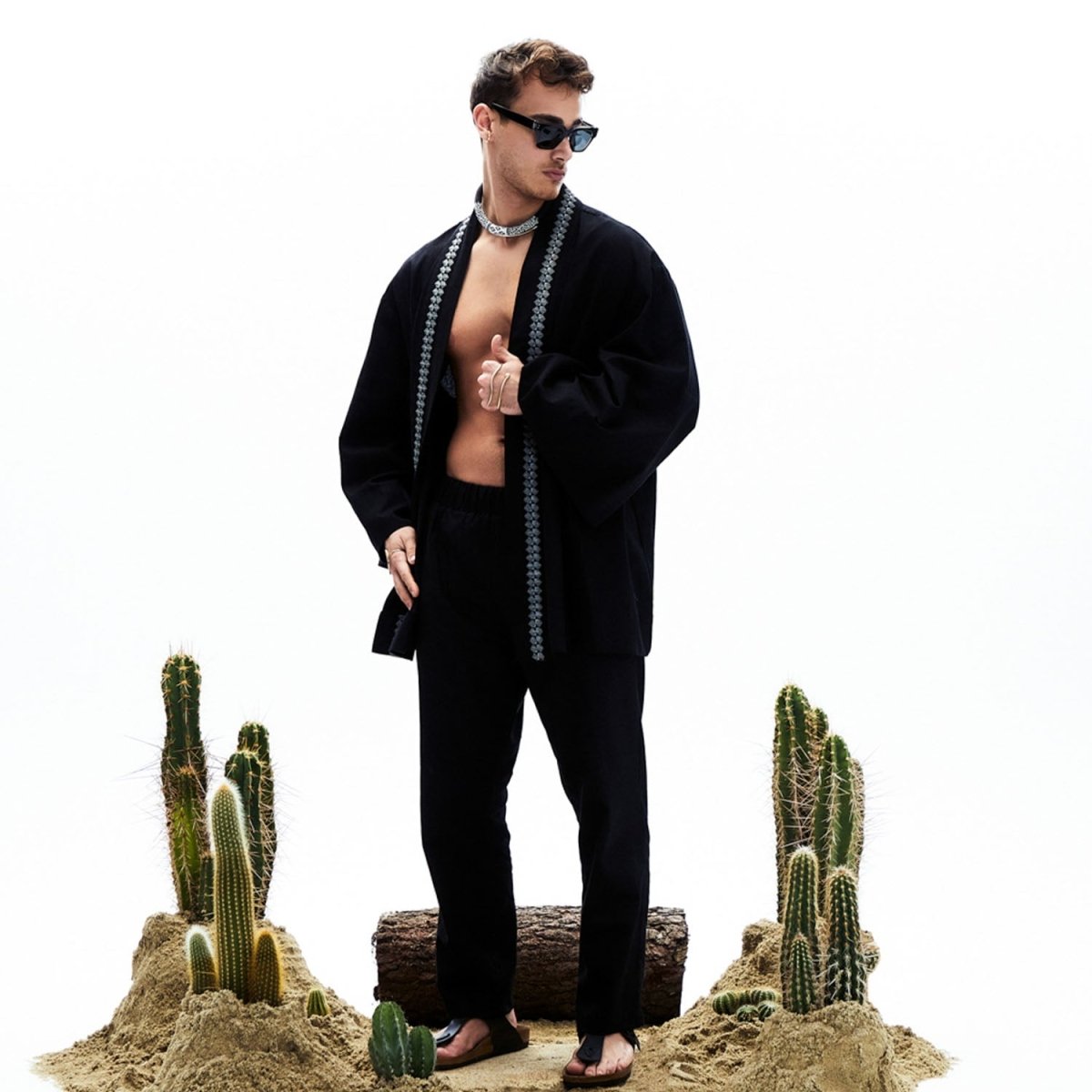 NOX Oversize Men Kimono - Black - sabbia