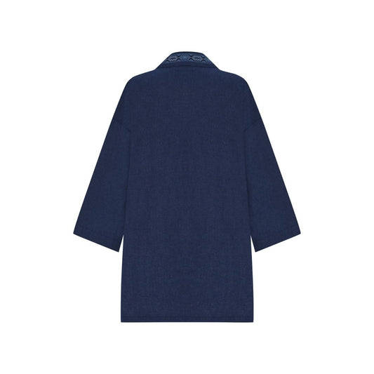 SALACIA Oversize Men Kimono - Dark Blue - sabbia